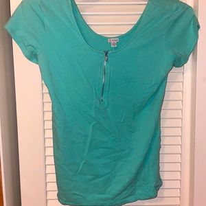 Teal Guess zip up tee shirt